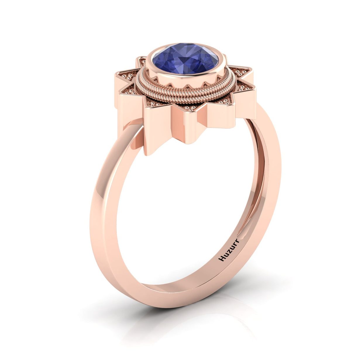 Tanzanite Rose Gold Plated Solitaire Sun Ring