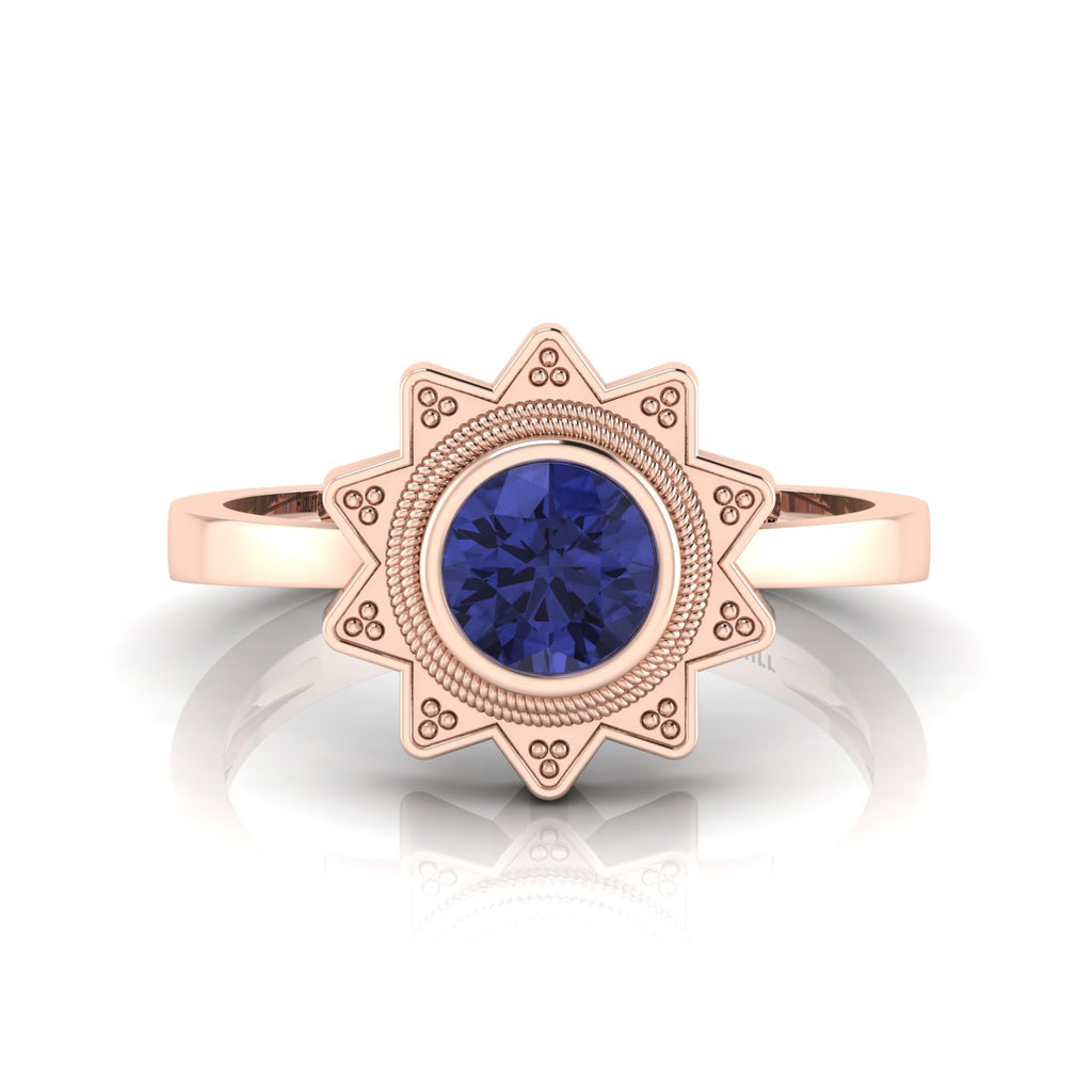 Tanzanite Rose Gold Plated Solitaire Sun Ring