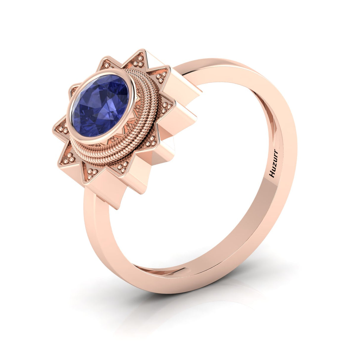 Tanzanite Rose Gold Plated Solitaire Sun Ring