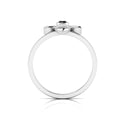 Round Black Diamond Sterling Silver Solitaire Honeybee Ring