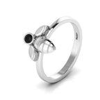 Round Black Diamond Sterling Silver Solitaire Honeybee Ring