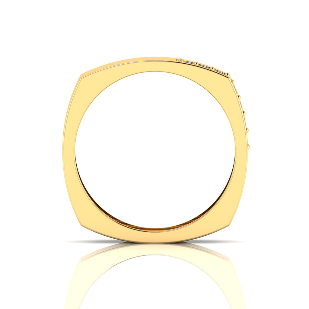 Round Black Diamond Gold Plated Square Band Ring