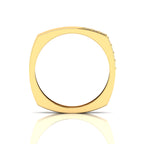 Round Black Diamond Gold Plated Square Band Ring