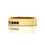 Round Black Diamond Gold Plated Square Band Ring