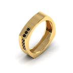 Round Black Diamond Gold Plated Square Band Ring