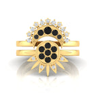 Black Diamond Gold Plated Sun & Moon Double Band Ring