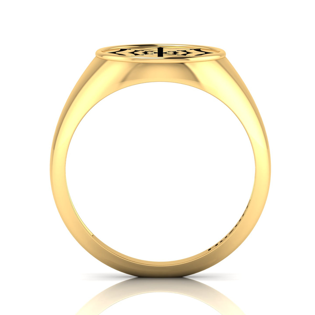 Black Enamel Spider Net Engraved Gold Plated Classic Signet Ring