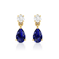 Pear Blue Sapphire Drop Gold Plated Earrings