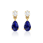Pear Blue Sapphire Drop Gold Plated Earrings