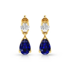 Pear Blue Sapphire Drop Gold Plated Earrings