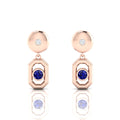 Blue Sapphire Rose Gold Plated Antique Victorian Drop Earrings