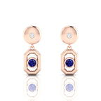 Blue Sapphire Rose Gold Plated Antique Victorian Drop Earrings