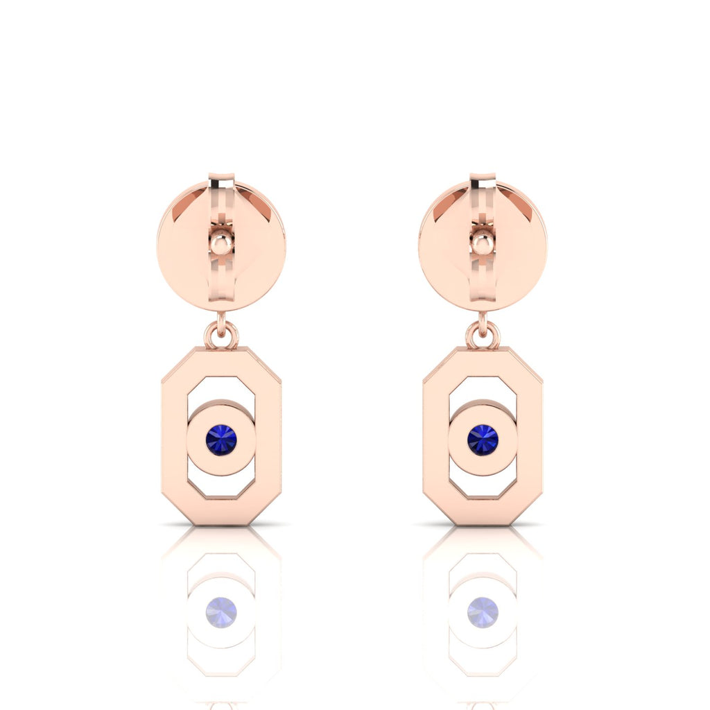 Blue Sapphire Rose Gold Plated Antique Victorian Drop Earrings