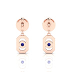 Blue Sapphire Rose Gold Plated Antique Victorian Drop Earrings