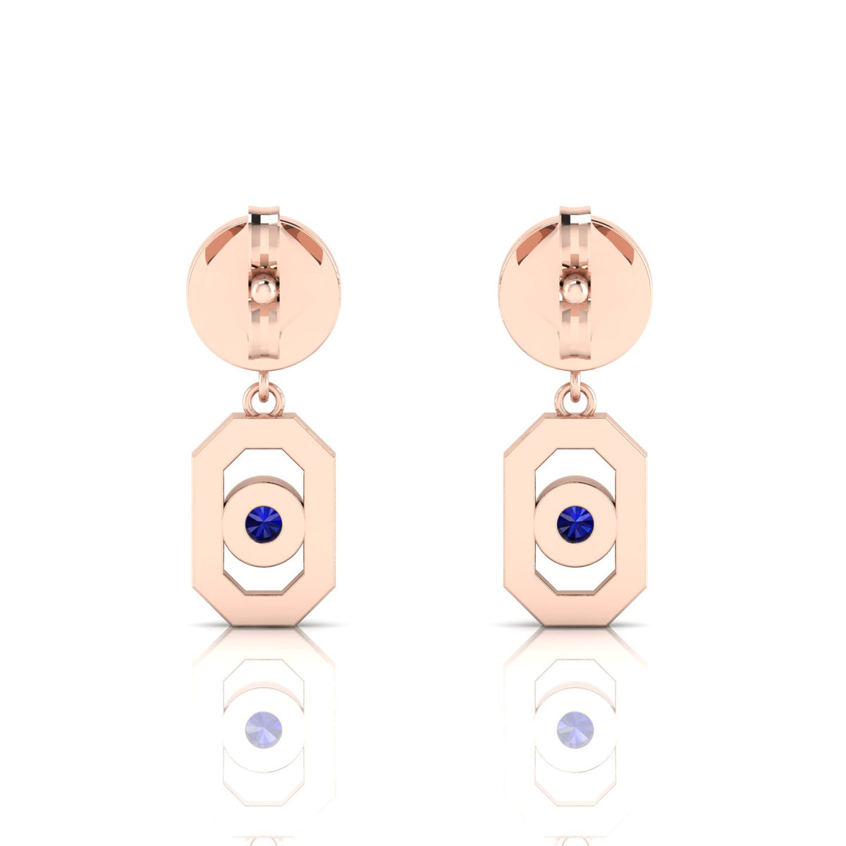 Blue Sapphire Rose Gold Plated Antique Victorian Drop Earrings