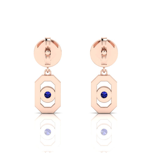 Blue Sapphire Rose Gold Plated Antique Victorian Drop Earrings