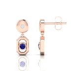 Blue Sapphire Rose Gold Plated Antique Victorian Drop Earrings