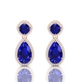Rose Gold Plated Blue Sapphire Tear Drop Dangle Earrings