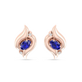 Rose Gold Plated Oval Blue Sapphire Shell Stud Earrings
