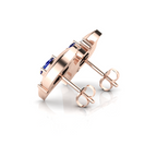 Rose Gold Plated Oval Blue Sapphire Shell Stud Earrings