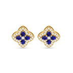 Sparkling Pear-Shaped Sapphire Clover Stud Earrings