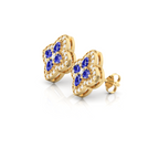 Sparkling Pear-Shaped Sapphire Clover Stud Earrings