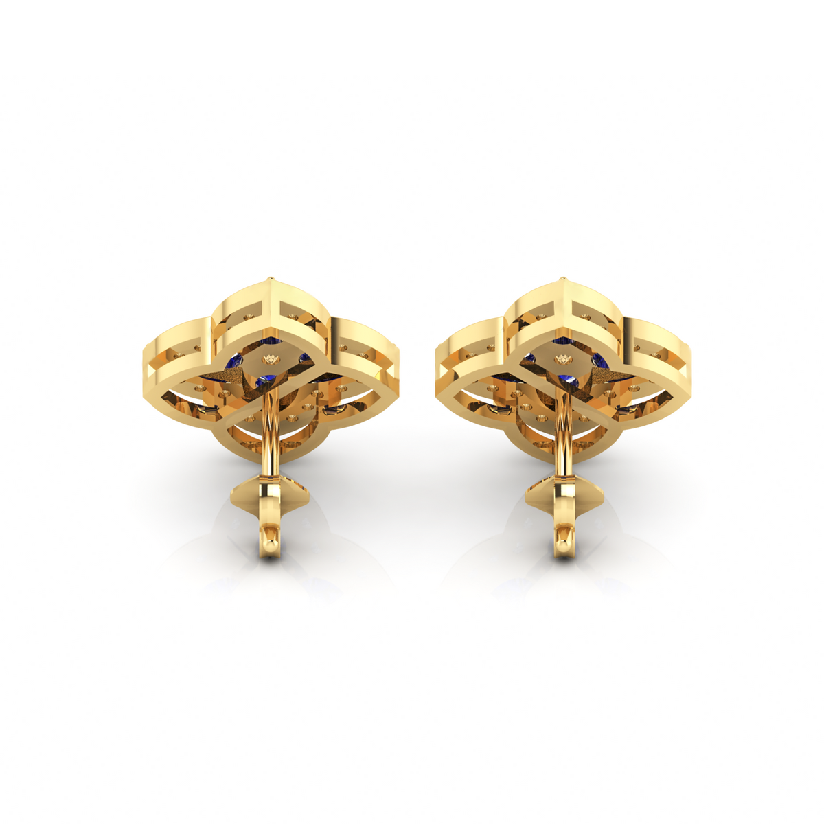 Sparkling Pear-Shaped Sapphire Clover Stud Earrings