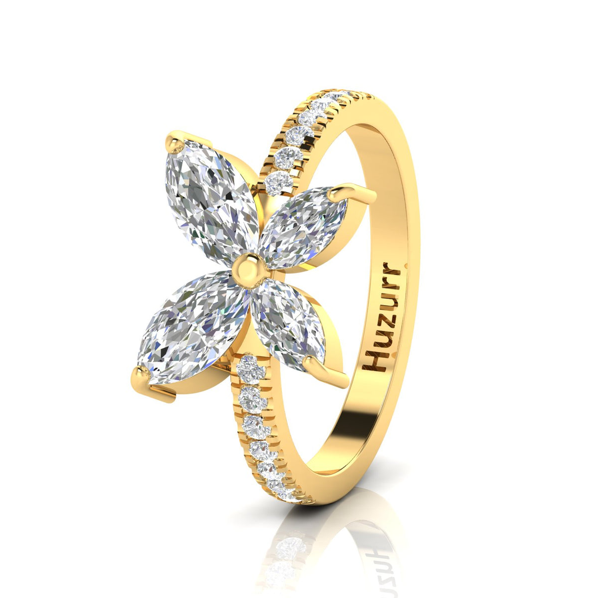 Simplicity Sparkling Butterfly Gold Plated Diamond Ring