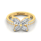 Simplicity Sparkling Butterfly Gold Plated Diamond Ring