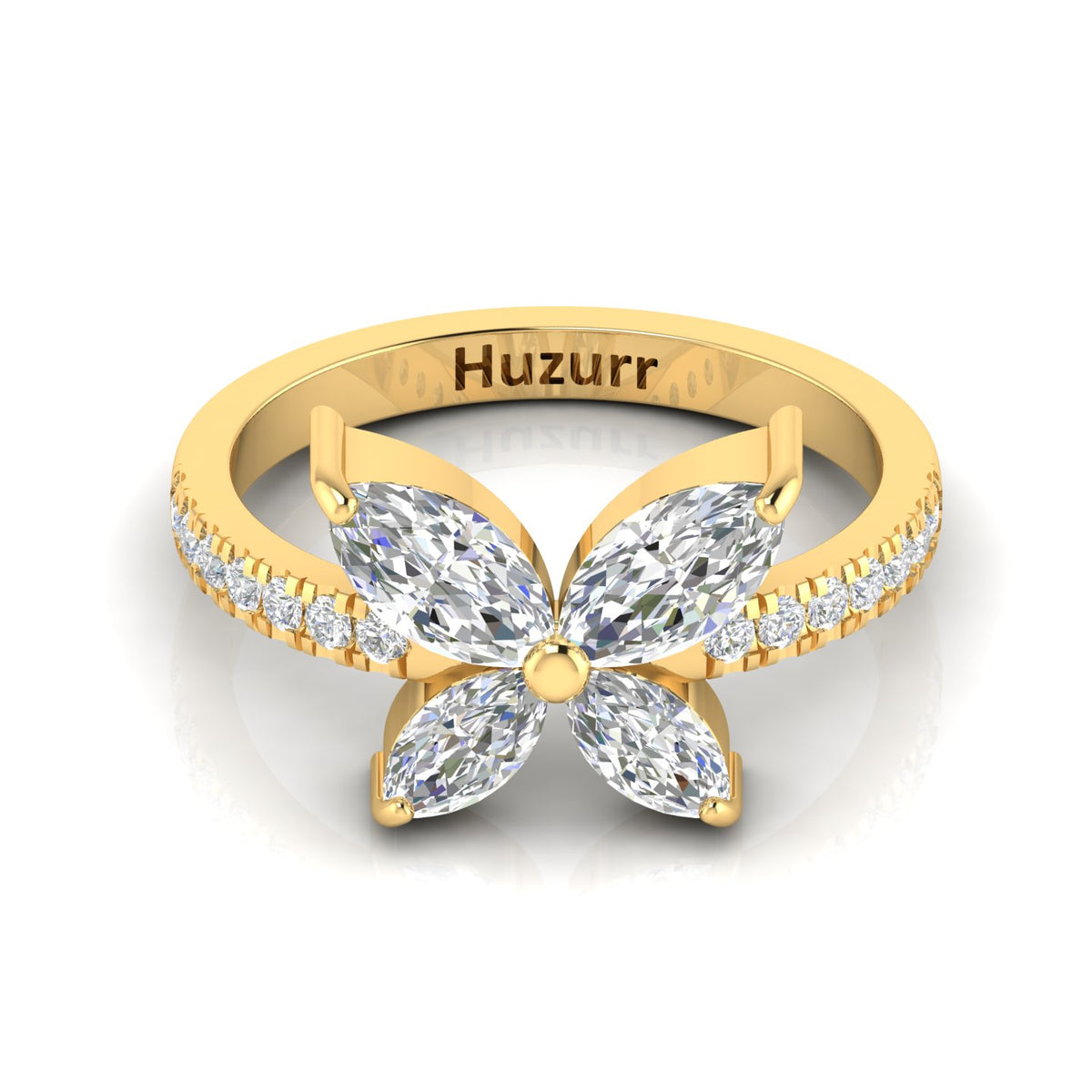 Simplicity Sparkling Butterfly Gold Plated Diamond Ring