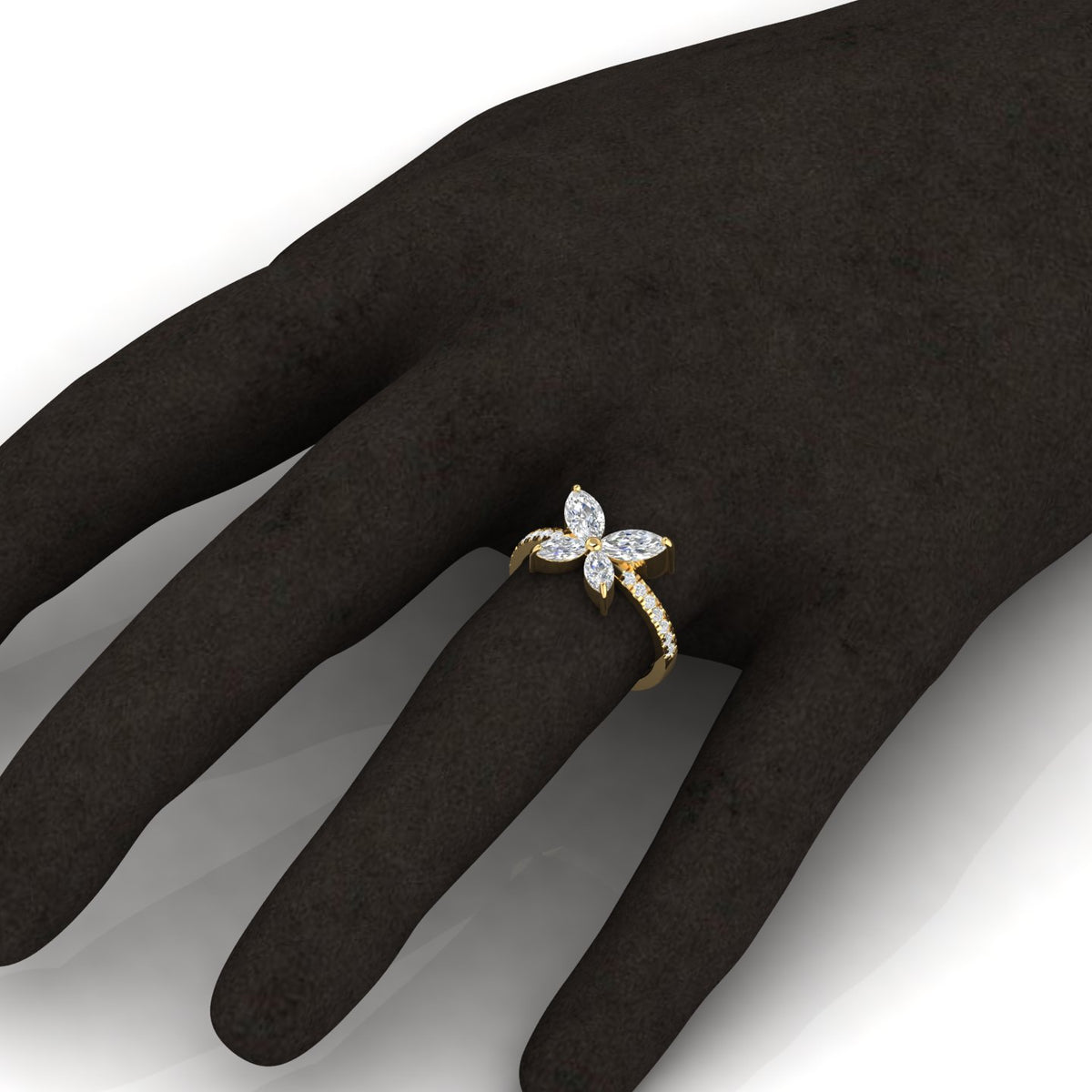 Simplicity Sparkling Butterfly Gold Plated Diamond Ring