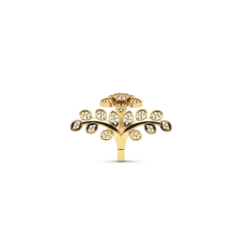 Gold Plated Celestial Star leaf Diamond Ring
