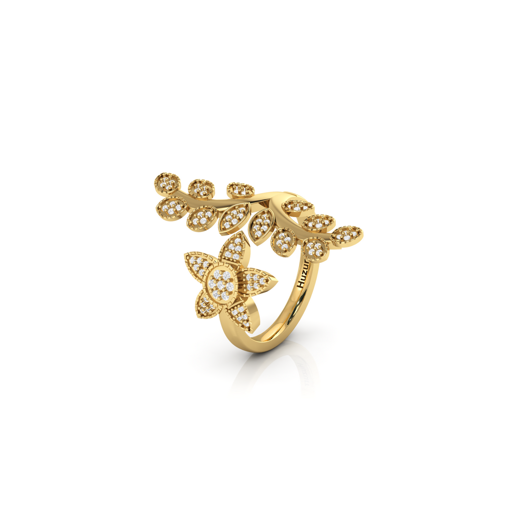 Gold Plated Celestial Star leaf Diamond Ring
