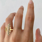Gold Plated Celestial Star leaf Diamond Ring