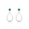 Open Teardrop Emerald Sterling Silver Earrings