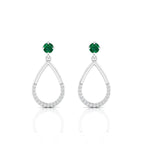 Open Teardrop Emerald Sterling Silver Earrings