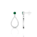 Open Teardrop Emerald Sterling Silver Earrings