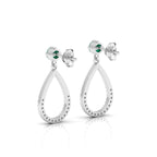 Open Teardrop Emerald Sterling Silver Earrings
