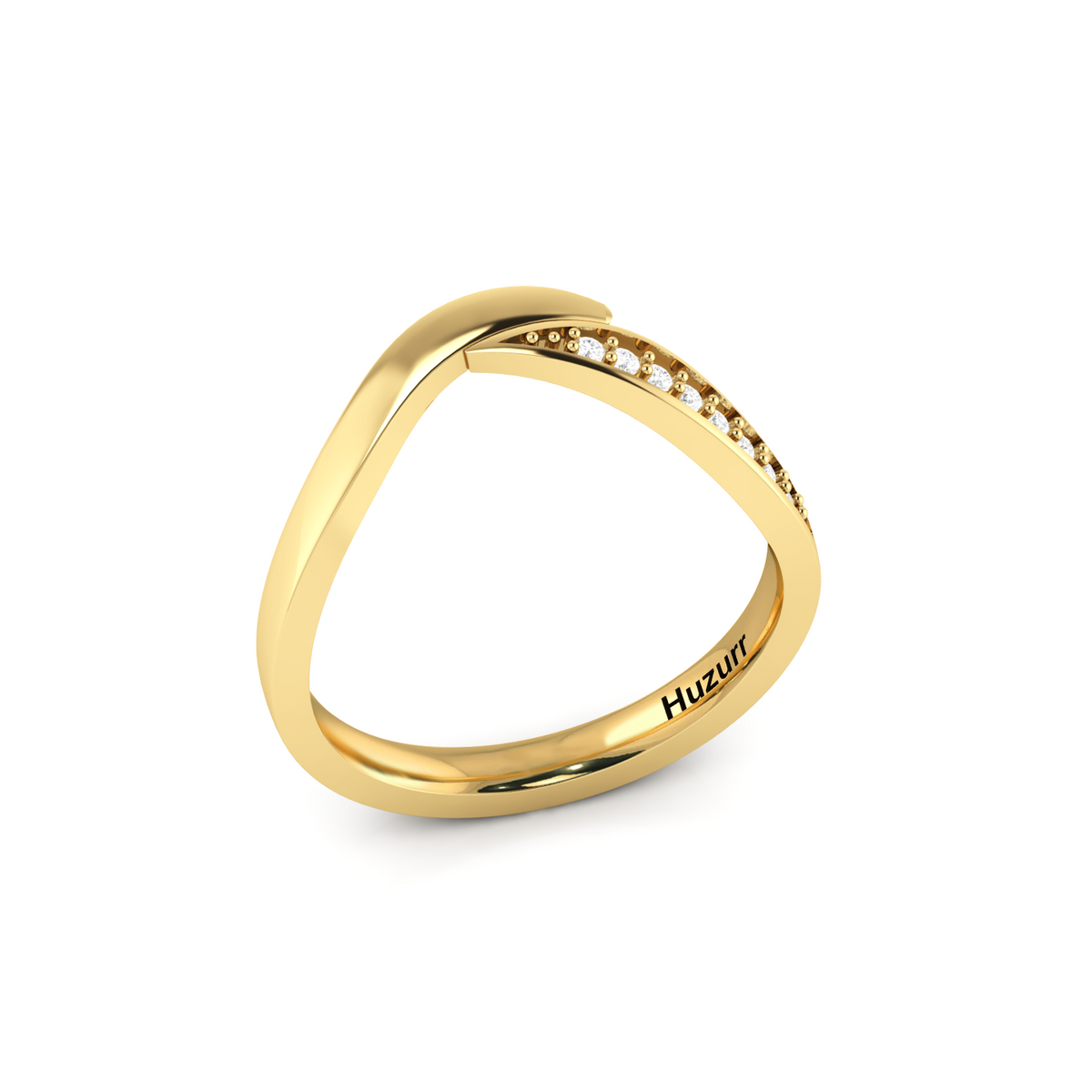 Classic Sparkling Gold Plated Band Diamond Ring