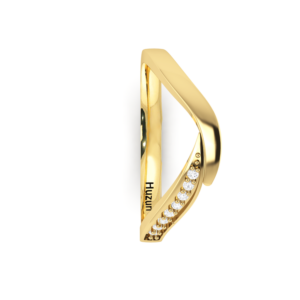Classic Sparkling Gold Plated Band Diamond Ring