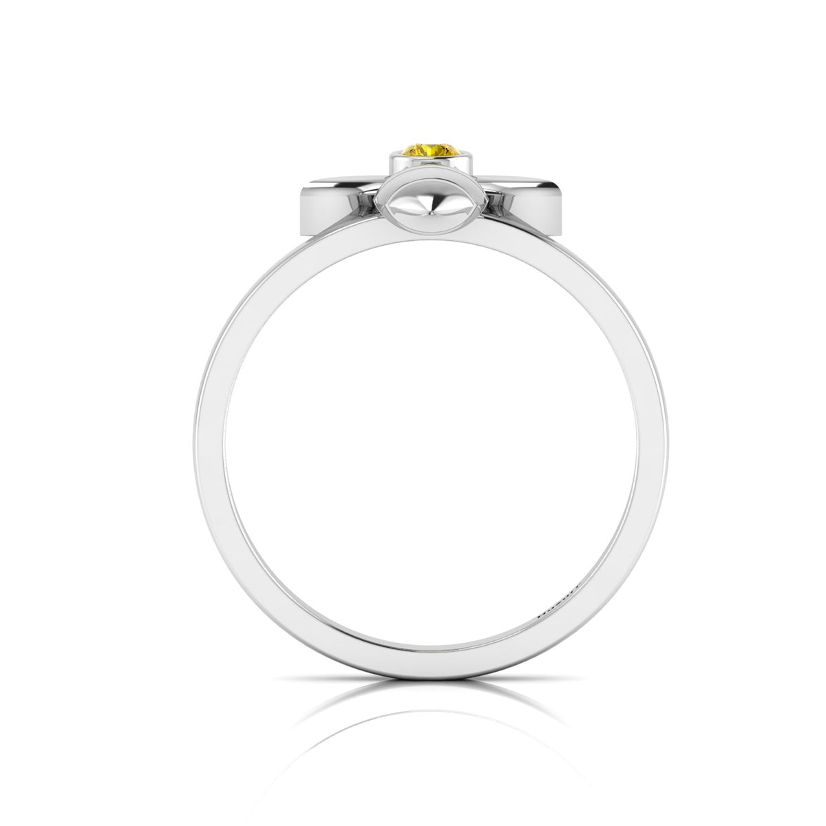 Round Coffee Diamond Sterling Silver Solitaire Honeybee Ring
