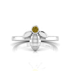 Round Coffee Diamond Sterling Silver Solitaire Honeybee Ring