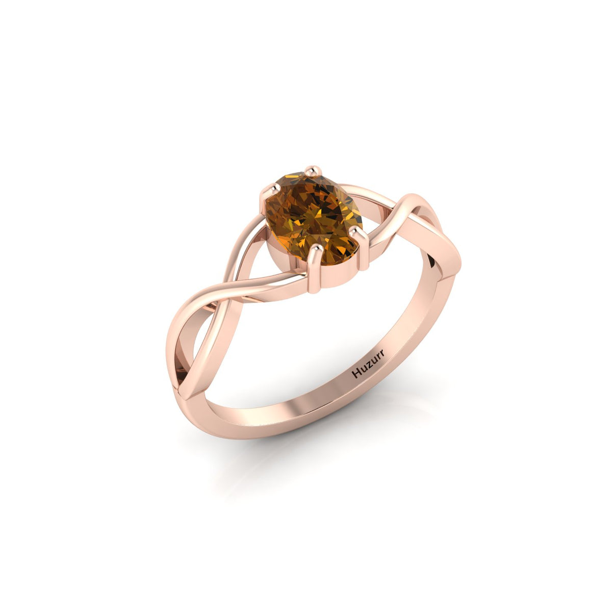 Infinity Twisted Oval-Cut Coffee Diamond Rose Gold Plated Ring