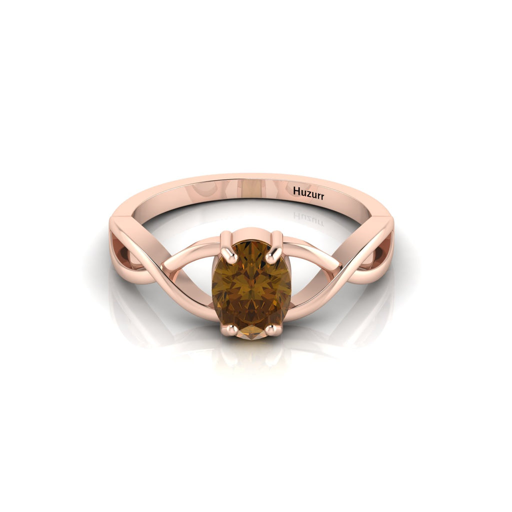 Infinity Twisted Oval-Cut Coffee Diamond Rose Gold Plated Ring