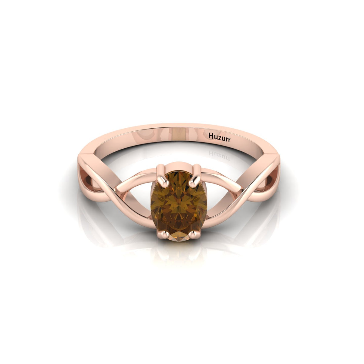 Infinity Twisted Oval-Cut Coffee Diamond Rose Gold Plated Ring