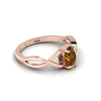 Infinity Twisted Oval-Cut Coffee Diamond Rose Gold Plated Ring