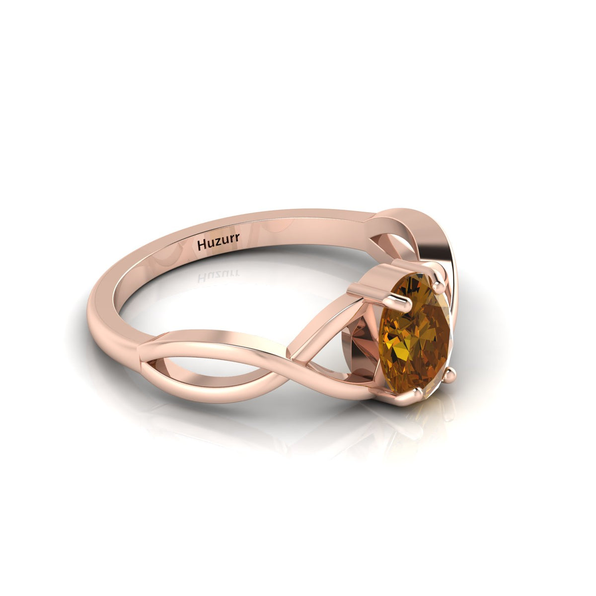 Infinity Twisted Oval-Cut Coffee Diamond Rose Gold Plated Ring