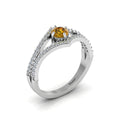 Round Coffee & White Diamond Wishbone 925 Silver Solitaire Ring