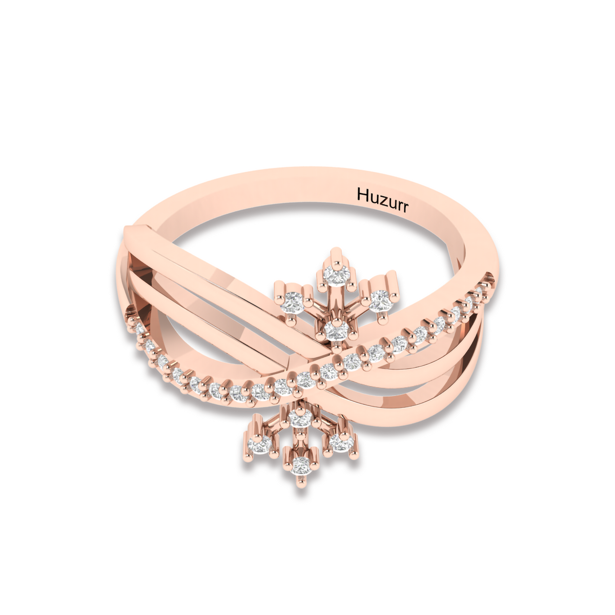 Sparkling Queen Crown Rose Gold Plated Diamond Ring