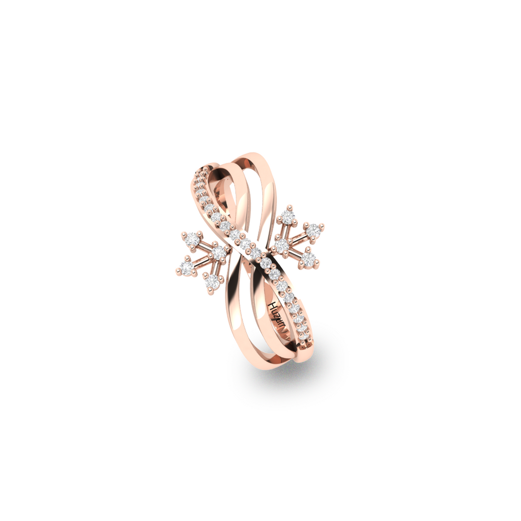 Sparkling Queen Crown Rose Gold Plated Diamond Ring